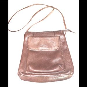 Fossil crossbody brown small leather purse EUC